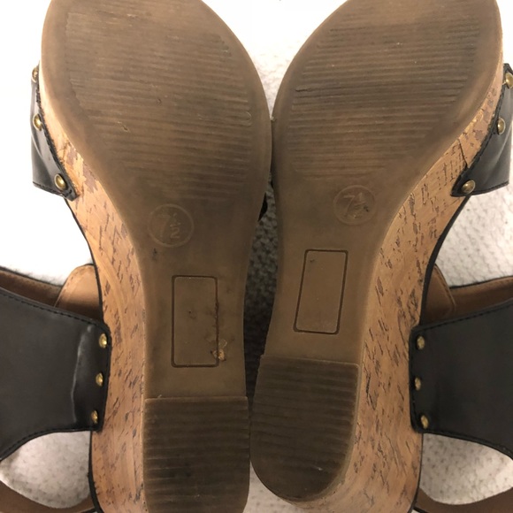 Neutral Brown Double Buckle Cork Wedges 7.5 - Picture 5 of 8